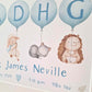 Baby Boy Name Print with Personalised Blue Balloons