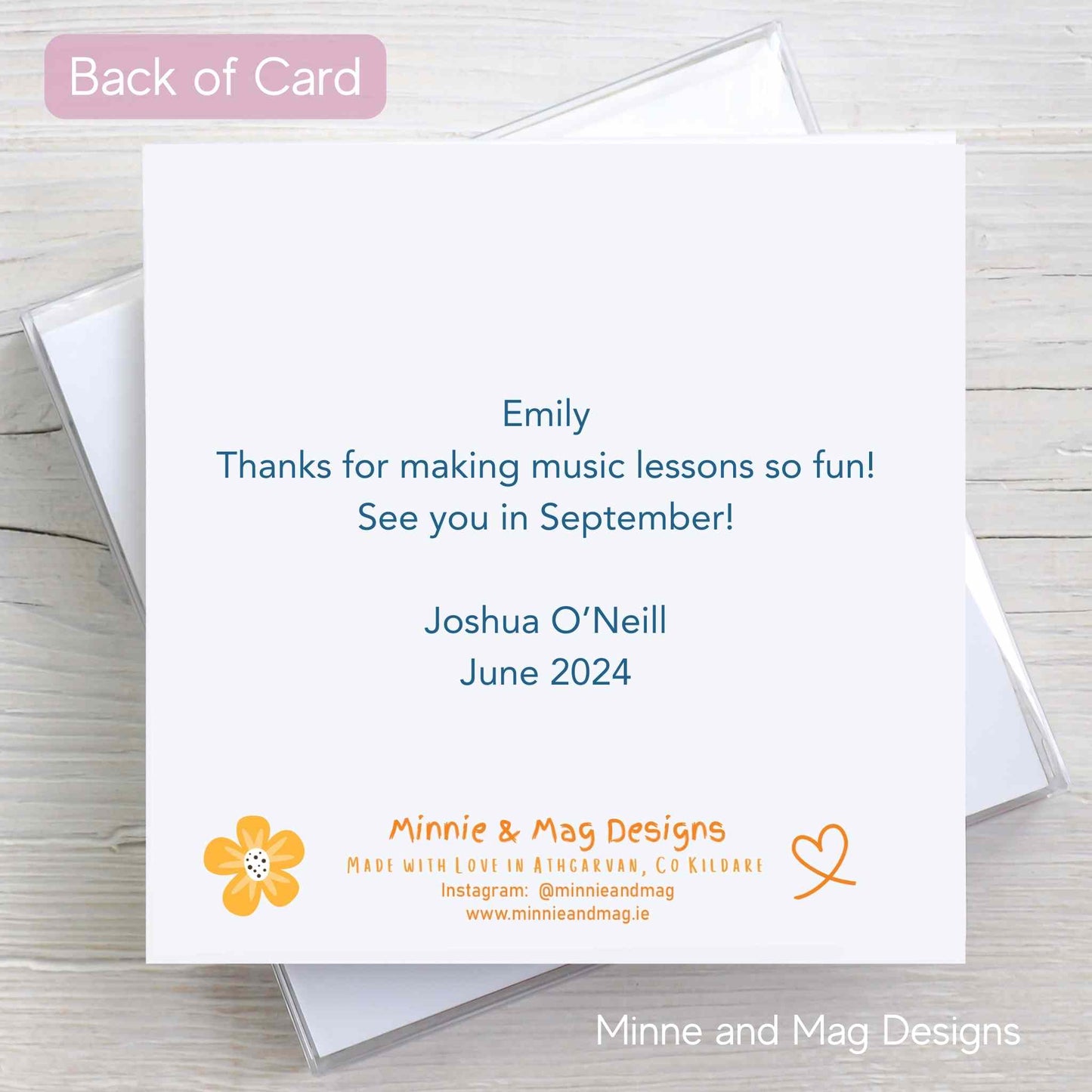 Personalised Music Teacher Thank You Card