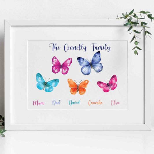 Personalised Butterfly Family Print (Rectangle)