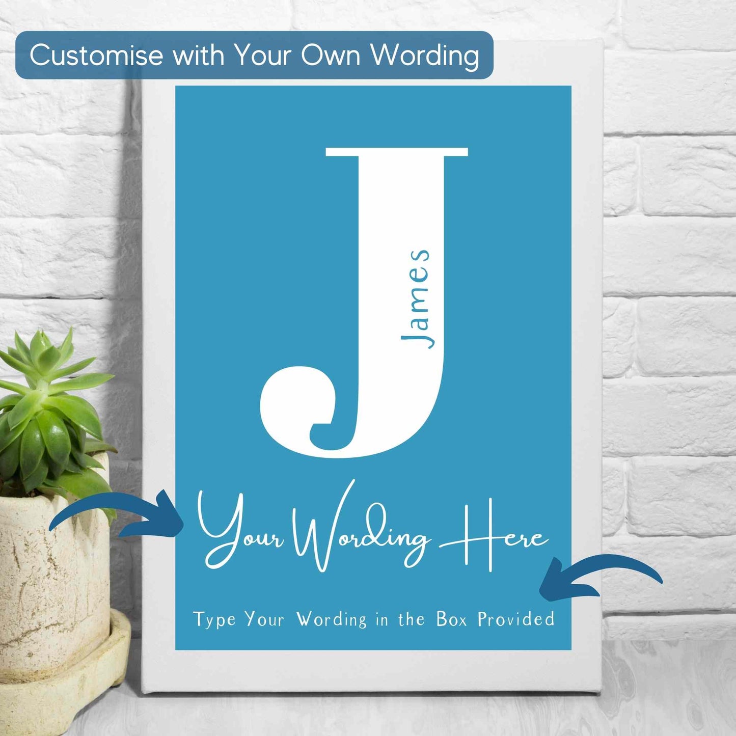 Personalised Initial Name Print with Blue Background