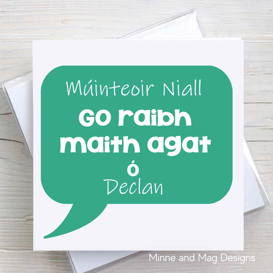 GRMA Múinteoir Teach thank you card as gaeilge.