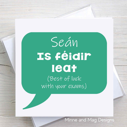 Irish Good Luck Card Personalised as gaeilge 
