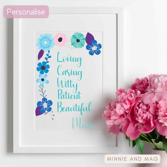 Mother's Day Personality Framed Print - Blue