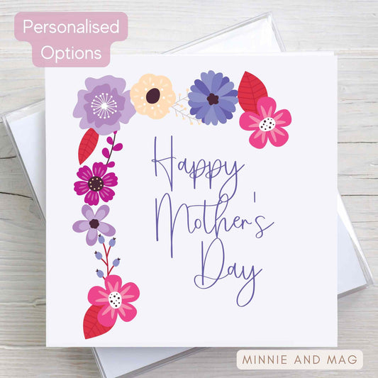 Mother's Day Card - Pink Florals (Option to Personalise)