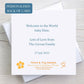 Back of New Baby Congratulations Card with printed personalised wording.