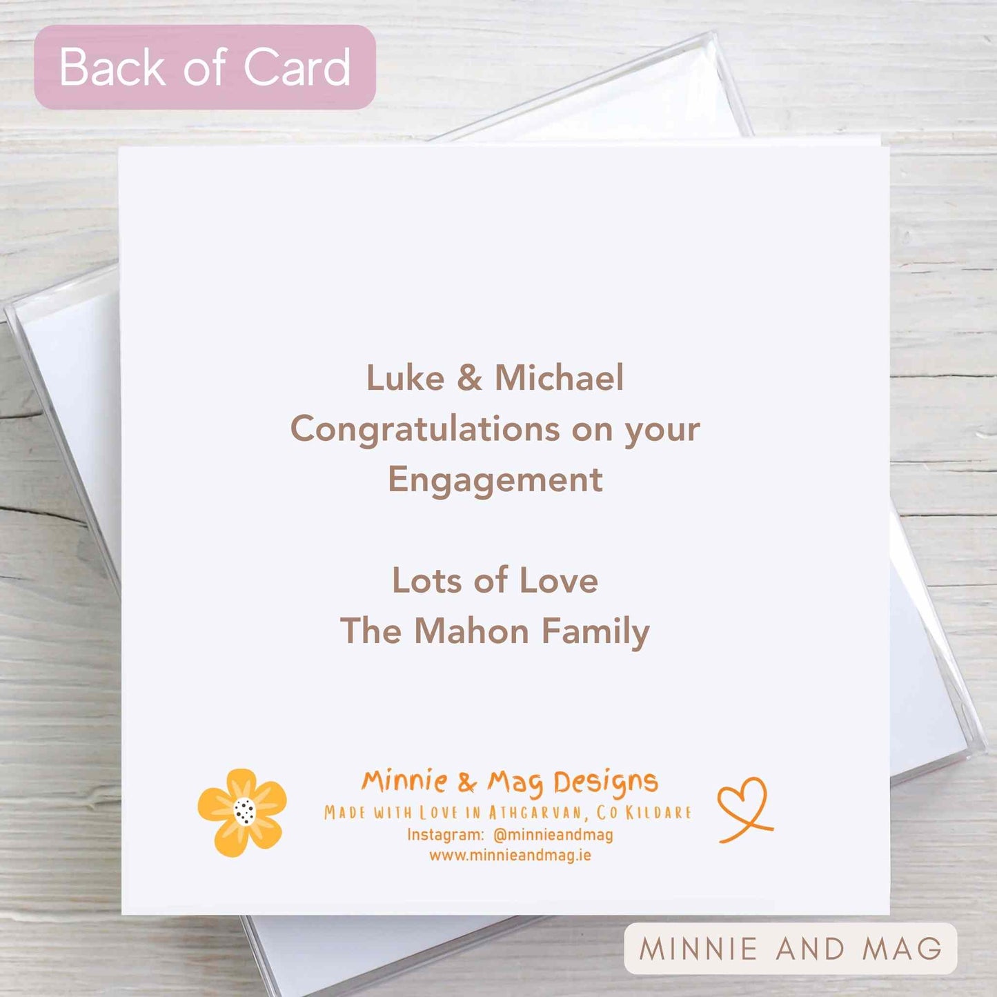 Personalised Engagement Congratulations Card with Glasses Illustration