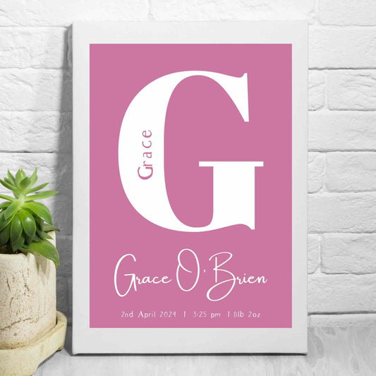 Personalised Name Print with Dusky Pink Background