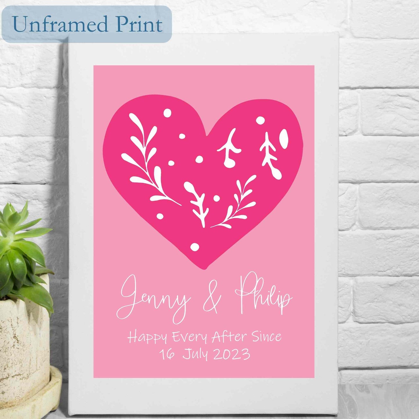 Mr and Mrs Wedding Heart Pink Print