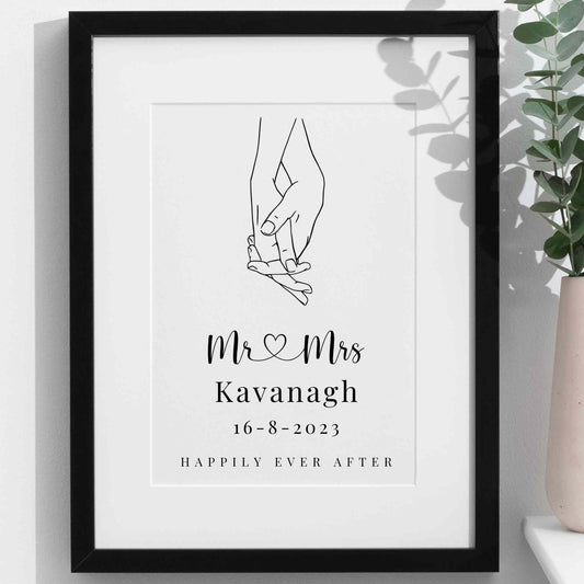 Personalised Holding Hands Wedding Print