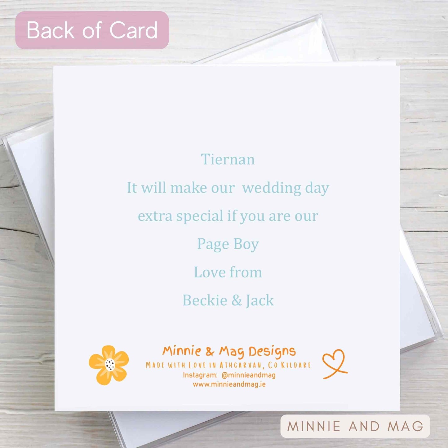 Wedding Page Boy Personalised Card